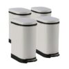 SOGA 4X 10L Foot Pedal Stainless Steel Rubbish Recycling Garbage Waste Trash Bin U White, Home & Living>Kitchen & Dining>Kitchen Storage>Kitchen Bins, , , , , - NZ DEPOT 1