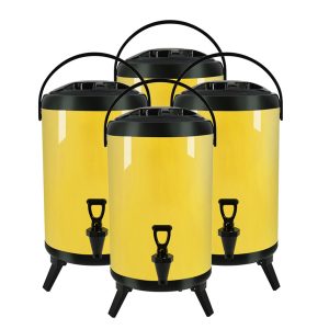 SOGA 4X 10L Stainless Steel Insulated Milk Tea Barrel Hot and Cold Beverage Dispenser Container with Faucet Yellow, Home & Living, Kitchen & Dining, Barware, Spirit Dispensers, ,  - NZ DEPOT 1