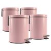 SOGA 4X 12L Foot Pedal Stainless Steel Rubbish Recycling Garbage Waste Trash Bin Round Pink, Home & Living, Kitchen & Dining, Kitchen Storage, Kitchen Bins, ,  - NZ DEPOT 1