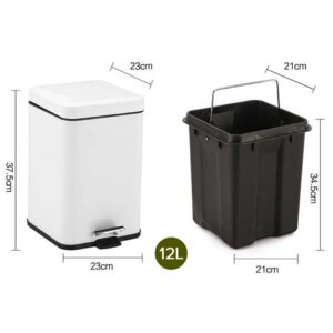 SOGA 4X 12L Foot Pedal Stainless Steel Rubbish Recycling Garbage Waste Trash Bin Square White, Home & Living, Kitchen & Dining, Kitchen Storage, Kitchen Bins, ,  - NZ DEPOT 2