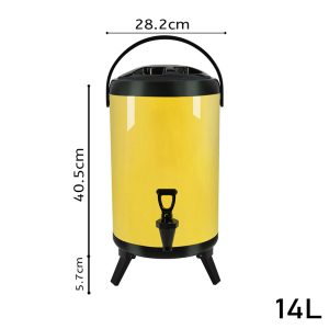 SOGA 4X 14L Stainless Steel Insulated Milk Tea Barrel Hot and Cold Beverage Dispenser Container with Faucet Yellow, Home & Living, Kitchen & Dining, Barware, Spirit Dispensers, ,  - NZ DEPOT 2