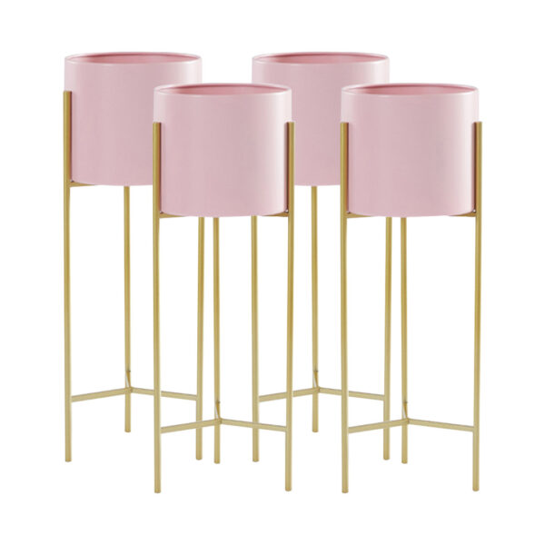 SOGA 4X 2 Layer 60cm Gold Metal Plant Stand with Pink Flower Pot Holder Corner Shelving Rack Indoor Display, Home & Living>Home Decor>Indoor Pots, Planters and Plant Stands, , , , ,  - NZ DEPOT 1