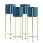SOGA 4X 2 Layer 81cm Gold Metal Plant Stand with Blue Flower Pot Holder Corner Shelving Rack Indoor Display, Home & Living>Home Decor>Indoor Pots, Planters and Plant Stands, , , , ,  - NZ DEPOT 1