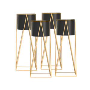 SOGA 4X 50cm Gold Metal Plant Stand with Black Flower Pot Holder Corner Shelving Rack Indoor Display, Home & Living, Home Decor, Indoor Pots, Planters and Plant Stands, , ,  - NZ DEPOT 1