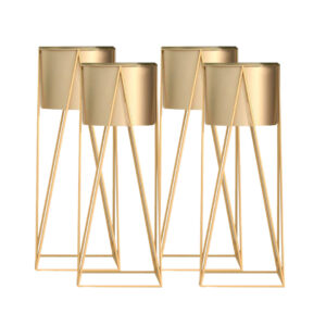 SOGA 4X 50cm Gold Metal Plant Stand with Gold Flower Pot Holder Corner Shelving Rack Indoor Display NZ DEPOT - NZ DEPOT