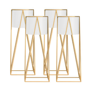 SOGA 4X 50cm Gold Metal Plant Stand with White Flower Pot Holder Corner Shelving Rack Indoor Display NZ DEPOT - NZ DEPOT