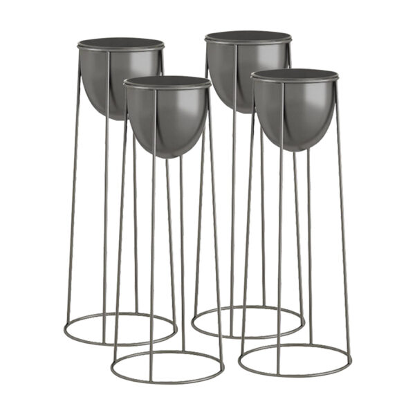 SOGA 4X 50cm Round Wire Metal Flower Pot Stand with Black Flowerpot Holder Rack Display, Home & Living, Home Decor, Indoor Pots, Planters and Plant Stands, , ,  - NZ DEPOT 1