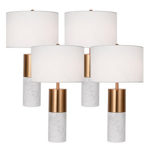 SOGA 4X 60cm White Marble Bedside Modern Desk Table Lamp Living Room Shade with Cylinder Base, Home & Living, Lighting, Indoor Lights, Lamps, Table Lamps,  - NZ DEPOT 1