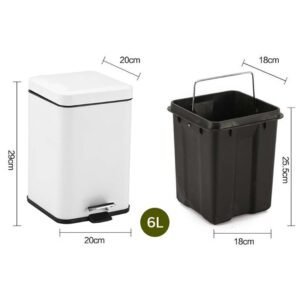 Buy SOGA 4X 6L Foot Pedal Stainless Steel Rubbish Recycling Garbage Waste Trash Bin Square White Online - Home & Living/Kitchen & Dining/Kitchen Storage/Kitchen Bins - 2 - NZ Depot Free Shipping