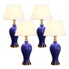 SOGA 4X Blue Ceramic Oval Table Lamp with Gold Metal Base, Home & Living>Lighting>Indoor Lights>Lamps>Table Lamps, , , , ,  - NZ DEPOT 1