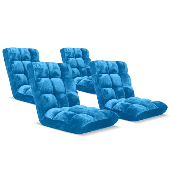 Soga 4X Floor Recliner Folding Lounge Sofa Futon Couch Folding Chair Cushion Blue, Furniture, Living Room Furniture, Occasional Chairs, , ,  - Nz Depot 1