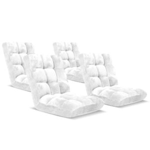 SOGA 4X Floor Recliner Folding Lounge Sofa Futon Couch Folding Chair Cushion White, Furniture, Living Room Furniture, Occasional Chairs, , ,  - NZ DEPOT 1