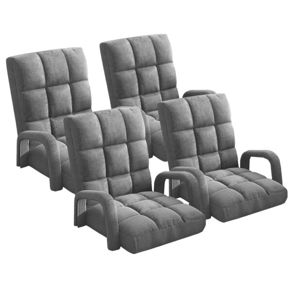 SOGA 4X Foldable Lounge Cushion Adjustable Floor Lazy Recliner Chair with Armrest Grey, Furniture, Living Room Furniture, Occasional Chairs, , ,  - NZ DEPOT 1