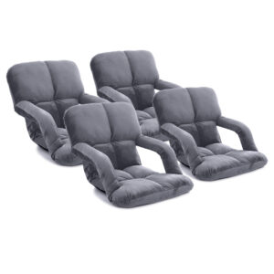 SOGA 4X Foldable Lounge Cushion Adjustable Floor Lazy Recliner Chair with Armrest Grey NZ DEPOT 9 - NZ DEPOT