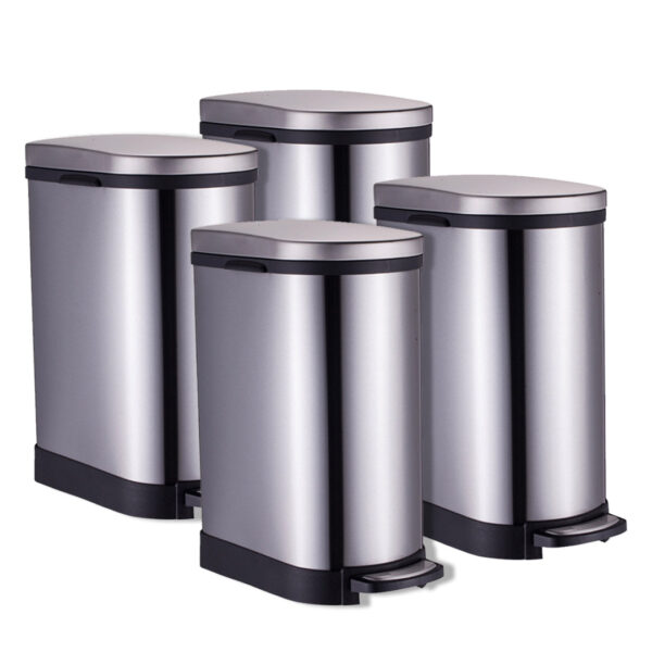 SOGA 4X Foot Pedal Stainless Steel Rubbish Recycling Garbage Waste Trash Bin 10L U, Home & Living>Kitchen & Dining>Kitchen Storage>Kitchen Bins, , , , ,  - NZ DEPOT 1