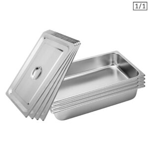 SOGA 4X Gastronorm GN Pan Full Size 1/1 GN Pan 10cm Deep Stainless Steel Tray With Lid, Home & Living, Kitchen & Dining, Bakeware, Baking Trays, ,  - NZ DEPOT 1