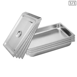 Buy SOGA 4X Gastronorm GN Pan Full Size 1/1 GN Pan 6.5cm Deep Stainless Steel Tray With Lid Online - Home & Living/Kitchen & Dining/Bakeware/Baking Trays - 1 - NZ Depot Free Shipping