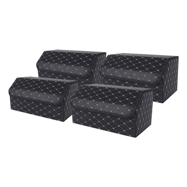 SOGA 4X Leather Car Boot Collapsible Foldable Trunk Cargo Organizer Portable Storage Box Black/Gold Stitch Large, Garden, Tools & Hardware>Automotive Parts & Accessories>Accessories & Car Care>Interior Accessories, , , , ,  - NZ DEPOT 1
