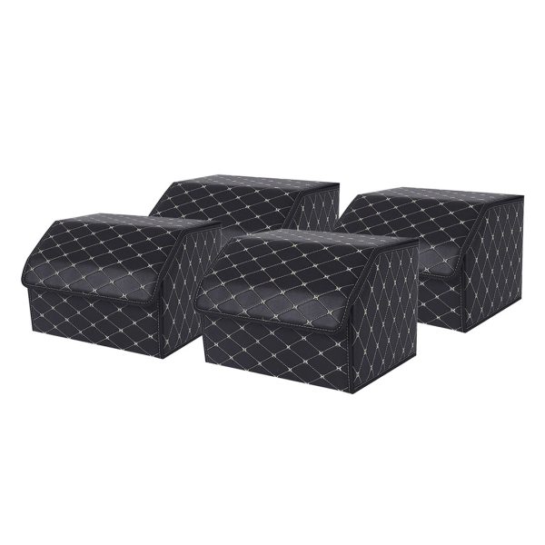 SOGA 4X Leather Car Boot Collapsible Foldable Trunk Cargo Organizer Portable Storage Box Black/Gold Stitch Medium, Garden, Tools & Hardware>Automotive Parts & Accessories>Accessories & Car Care>Interior Accessories, , , , ,  - NZ DEPOT 1