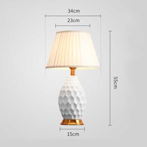 SOGA 4X Textured Ceramic Oval Table Lamp with Gold Metal Base White, Home & Living, Lighting, Indoor Lights, Lamps, Table Lamps,  - NZ DEPOT 2