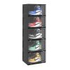 SOGA 5 Tier Black Portable Shoe Organiser Sneaker Footwear Folding Plastic Bin Stackable Storage Box with Magnetic Door, Furniture>Storage & Shelving>Shoe Storage, , , , ,  - NZ DEPOT 1