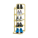 SOGA 5 Tier Gold Plated Metal Shoe Organizer Space Saving Portable Footwear Storage Shelf, Furniture>Storage & Shelving>Shoe Storage, , , , ,  - NZ DEPOT 1