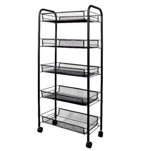 SOGA 5 Tier Steel Black Bee Mesh Kitchen Cart Multi-Functional Shelves Portable Storage Organizer with Wheels, Garden, Tools & Hardware, Garage Storage & Organisation, Utility Shelves, , ,  - NZ DEPOT 1