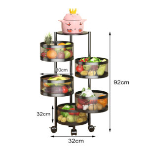 SOGA 5 Tier Steel Round Rotating Kitchen Cart Multi-Functional Shelves Portable Storage Organizer with Wheels, Garden, Tools & Hardware, Garage Storage & Organisation, Utility Shelves, , ,  - NZ DEPOT 2