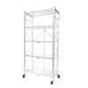 SOGA 5 Tier Steel White Foldable Display Stand Multi-Functional Shelves Portable Storage Organizer with Wheels, Garden, Tools & Hardware>Garage Storage & Organisation>Utility Shelves, , , , ,  - NZ DEPOT 1