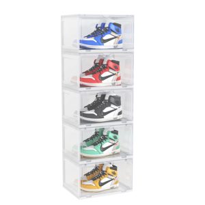 SOGA 5 Tier Transparent Portable Shoe Organiser Sneaker Footwear Folding Plastic Bin Stackable Storage Box with Magnetic Door, Furniture, Storage & Shelving, Shoe Storage, , , Slow Cookers & Pressure Cookers - NZ DEPOT 1