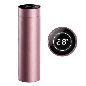 SOGA 500ML Stainless Steel Smart LCD Thermometer Display Bottle Vacuum Flask Thermos Rose Gold, home & living > kitchen & dining > drinkware > bottles & jugs, , , , ,  - NZ DEPOT 1