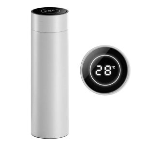 SOGA 500ML Stainless Steel Smart LCD Thermometer Display Bottle Vacuum Flask Thermos White, home & living > kitchen & dining > drinkware > bottles & jugs, , , , ,  - NZ DEPOT 1