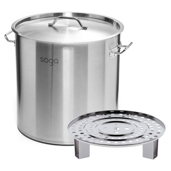 Soga 50L Stainless Steel Stock Pot With One Steamer Rack Insert Stockpot Tray, Home &Amp; Living, Kitchen &Amp; Dining, Cookware, Stock &Amp; Multi Pots, ,  - Nz Depot 1