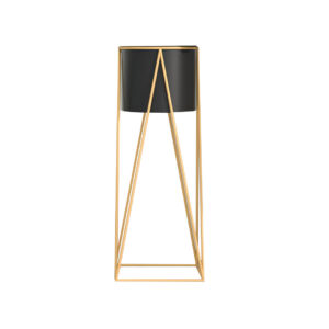 SOGA 50cm Gold Metal Plant Stand with Black Flower Pot Holder Corner Shelving Rack Indoor Display NZ DEPOT - NZ DEPOT