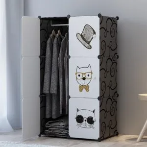 Buy SOGA 6 Cubes Black Portable Wardrobe Divide-Grid Modular Storage Organiser Foldable Closet Online - Home & Living/Bedroom›Bedroom Storage Solutions/Other - 2 - NZ Depot Free Shipping