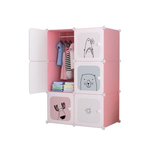 SOGA 6 Cubes Pink Portable Wardrobe Divide Grid Modular Storage Organiser Foldable Closet NZ DEPOT - NZ DEPOT