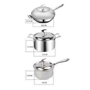 SOGA 6 Piece Cookware Set 18/10 Stainless Steel 3-Ply Frying Pan, Milk, and Soup Pot with Lid, Home & Living, Kitchen & Dining, Cookware, Cookware Sets, ,  - NZ DEPOT 2