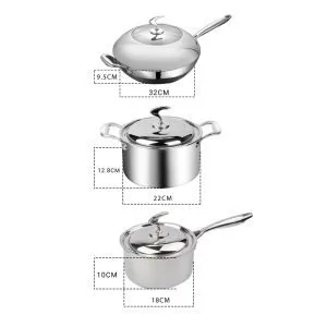 Buy SOGA 6 Piece Cookware Set 18/10 Stainless Steel 3-Ply Frying Pan, Milk, and Soup Pot with Lid Online - Home & Living/Kitchen & Dining/Cookware/Cookware Sets - 2 - NZ Depot Free Shipping