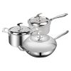 SOGA 6 Piece Cookware Set 18/10 Stainless Steel 3-Ply Frying Pan, Milk, and Soup Pot with Lid, Home & Living>Kitchen & Dining>Cookware>Cookware Sets, , , , ,  - NZ DEPOT 1