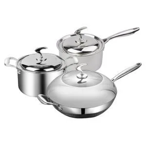 Buy SOGA 6 Piece Cookware Set 18/10 Stainless Steel 3-Ply Frying Pan, Milk, and Soup Pot with Lid Online - Home & Living/Kitchen & Dining/Cookware/Cookware Sets - 1 - NZ Depot Free Shipping