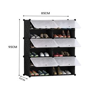 SOGA 6 Tier 2 Column Shoe Rack Organizer Sneaker Footwear Storage Stackable Stand Cabinet Portable Wardrobe with Cover, Furniture, Storage & Shelving, Shoe Storage, , ,  - NZ DEPOT 2