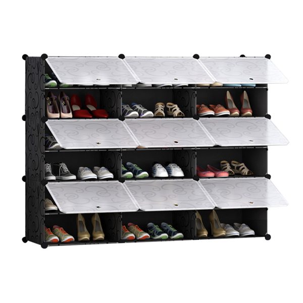 SOGA 6 Tier 3 Column Shoe Rack Organizer Sneaker Footwear Storage Stackable Stand Cabinet Portable Wardrobe with Cover, Furniture, Storage & Shelving, Shoe Storage, , ,  - NZ DEPOT 1