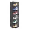 SOGA 6 Tier Black Portable Shoe Organiser Sneaker Footwear Folding Plastic Bin Stackable Storage Box with Magnetic Door, Furniture>Storage & Shelving>Shoe Storage, , , , ,  - NZ DEPOT 1