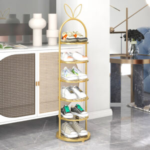 SOGA 6 Tier Bunny Ears Shape Gold Plated Metal Shoe Organizer Space Saving Portable Footwear Storage Shelf, Furniture, Storage & Shelving, Shoe Storage, , ,  - NZ DEPOT 2