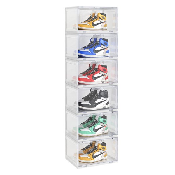 SOGA 6 Tier Transparent Portable Shoe Organiser Sneaker Footwear Folding Plastic Bin Stackable Storage Box with Magnetic Door, Furniture>Storage & Shelving>Shoe Storage, , , , ,  - NZ DEPOT 1