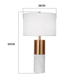 SOGA 60cm White Marble Bedside Modern Desk Table Lamp Living Room Shade with Cylinder Base, Home & Living, Lighting, Indoor Lights, Lamps, Table Lamps,  - NZ DEPOT 2