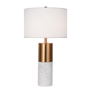 SOGA 60cm White Marble Bedside Modern Desk Table Lamp Living Room Shade with Cylinder Base NZ DEPOT - NZ DEPOT