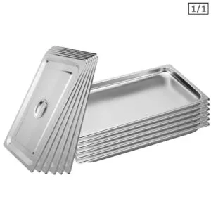 Buy SOGA 6X Gastronorm GN Pan Full Size 1/1 GN Pan 2cm Deep Stainless Steel Tray With Lid Online - Home & Living/Kitchen & Dining/Bakeware/Baking Trays - 1 - NZ Depot Free Shipping