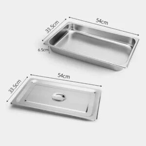 Buy SOGA 6X Gastronorm GN Pan Full Size 1/1 GN Pan 6.5cm Deep Stainless Steel Tray With Lid Online - Home & Living/Kitchen & Dining/Bakeware/Baking Trays - 2 - NZ Depot Free Shipping