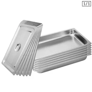 Buy SOGA 6X Gastronorm GN Pan Full Size 1/1 GN Pan 6.5cm Deep Stainless Steel Tray With Lid Online - Home & Living/Kitchen & Dining/Bakeware/Baking Trays - 1 - NZ Depot Free Shipping